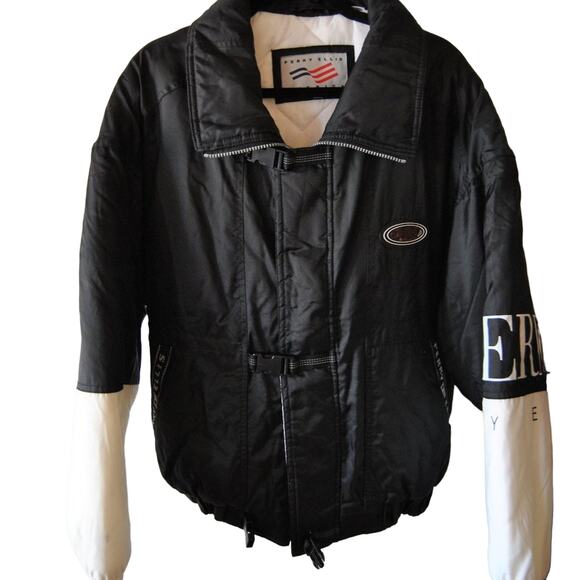 Perry Ellis America Winter Coat Black & White Medium Vintage - Picture 1 of 10